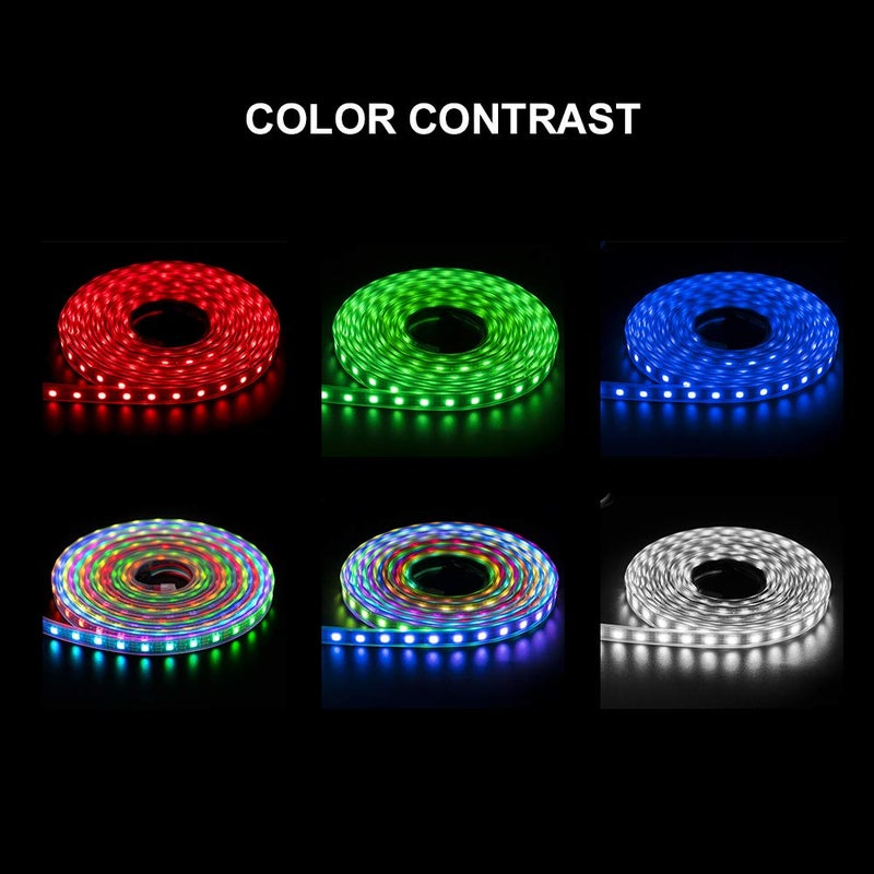 BTF-LIGHTING WS2812B IC RGB 5050SMD Pure Gold Individual Addressable LED Strip 16.4FT 300LED 60Pixel/m Flexible Full Color IP65 DC5V for DIY Chasing Color Project(No Adapter or Controller) - Image 2